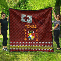 Tonga Independence Day Quilt National Flag and Emblem with Ngatu Art Pattern