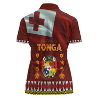 Tonga Independence Day Women Polo Shirt National Flag and Emblem with Ngatu Art Pattern