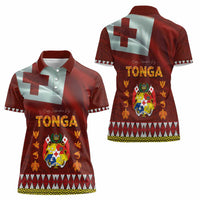Tonga Independence Day Women Polo Shirt National Flag and Emblem with Ngatu Art Pattern