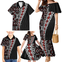 Tonga Ngatu Art Tattoo Polynesian Family Matching Mermaid Dress and Hawaiian Shirt