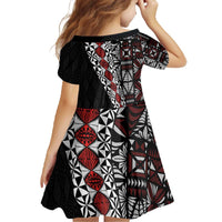Tonga Ngatu Art Tattoo Polynesian Family Matching Off The Shoulder Long Sleeve Dress and Hawaiian Shirt LT03 - Polynesian Pride