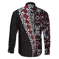 Tonga Ngatu Art Tattoo Polynesian Family Matching Off The Shoulder Long Sleeve Dress and Hawaiian Shirt LT03 - Polynesian Pride