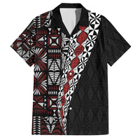 Tonga Ngatu Art Tattoo Polynesian Family Matching Short Sleeve Bodycon Dress and Hawaiian Shirt LT03 Dad's Shirt - Short Sleeve Black - Polynesian Pride