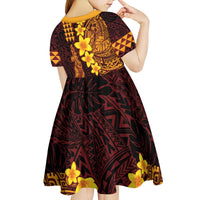 Hawaii Volcano Kid Short Sleeve Dress Polynesian and Kakau Pattern