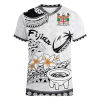 Fijian Traditional Culture Women V-Neck T-Shirt Tapa Tribal Tattoos LT03 Female White - Polynesian Pride