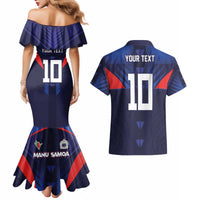 Custom Rugby Samoa Couples Matching Mermaid Dress and Hawaiian Shirt Siva Tau Spirit Sporty Vibes - Polynesian Pride