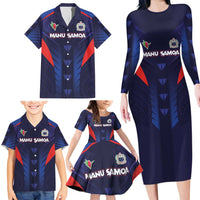 Custom Rugby Samoa Family Matching Long Sleeve Bodycon Dress and Hawaiian Shirt Siva Tau Spirit Sporty Vibes - Polynesian Pride
