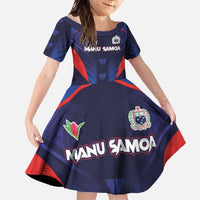 Custom Rugby Samoa Family Matching Off The Shoulder Long Sleeve Dress and Hawaiian Shirt Siva Tau Spirit Sporty Vibes - Polynesian Pride