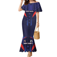 Custom Rugby Samoa Mermaid Dress Siva Tau Spirit Sporty Vibes LT03 Women Navy - Polynesian Pride