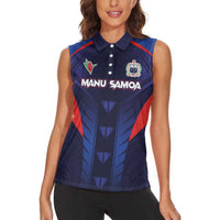 Custom Rugby Samoa Women Sleeveless Polo Shirt Siva Tau Spirit Sporty Vibes - Polynesian Pride