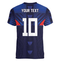 Custom Rugby Samoa Women V-Neck T-Shirt Siva Tau Spirit Sporty Vibes - Polynesian Pride