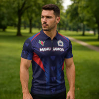 Custom Rugby Samoa Zipper Polo Shirt Siva Tau Spirit Sporty Vibes - Polynesian Pride