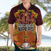 Custom PNG Port Moresby Vipers Rugby Hawaiian Shirt Fire Vipers Mix PNG Bird Polynesian Tattoo LT03 - Polynesian Pride