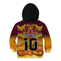 Custom PNG Port Moresby Vipers Rugby Kid Hoodie Fire Vipers Mix PNG Bird Polynesian Tattoo LT03 - Polynesian Pride