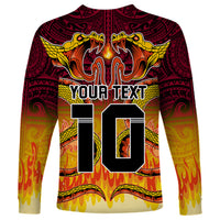 Custom PNG Port Moresby Vipers Rugby Long Sleeve Shirt Fire Vipers Mix PNG Bird Polynesian Tattoo LT03 - Polynesian Pride