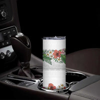 Hawaiian Tropical Flowers and Tribal Polynesian Tattoo Skinny Tumbler White Color
