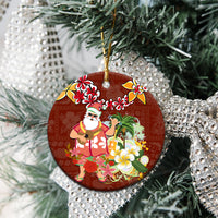 Hawaii Honu Mele Kalikimaka Ceramic Ornament Santa Tropical Flower Aloha Summer Red Version LT03 - Polynesian Pride