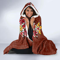 Hawaii Honu Mele Kalikimaka Hooded Blanket Santa Tropical Flower Aloha Summer Red Version LT03 - Polynesian Pride