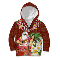 Hawaii Honu Mele Kalikimaka Kid Hoodie Santa Tropical Flower Aloha Summer Red Version LT03 - Polynesian Pride