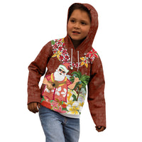 Hawaii Honu Mele Kalikimaka Kid Hoodie Santa Tropical Flower Aloha Summer Red Version LT03 - Polynesian Pride