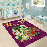 Hawaii Honu Mele Kalikimaka Area Rug Santa Tropical Flower Aloha Summer Pink Version LT03 - Polynesian Pride
