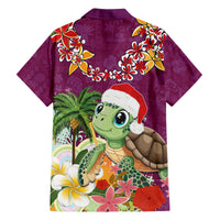 Hawaii Honu Mele Kalikimaka Family Matching Long Sleeve Bodycon Dress and Hawaiian Shirt Santa Tropical Flower Aloha Summer Pink Version LT03 - Polynesian Pride