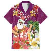 Hawaii Honu Mele Kalikimaka Family Matching Off Shoulder Maxi Dress and Hawaiian Shirt Santa Tropical Flower Aloha Summer Pink Version LT03 Dad's Shirt - Short Sleeve Pink - Polynesian Pride