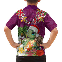 Hawaii Honu Mele Kalikimaka Family Matching Short Sleeve Bodycon Dress and Hawaiian Shirt Santa Tropical Flower Aloha Summer Pink Version LT03 - Polynesian Pride