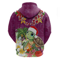Hawaii Honu Mele Kalikimaka Hoodie Santa Tropical Flower Aloha Summer Pink Version LT03 - Polynesian Pride