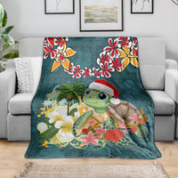 Hawaii Honu Mele Kalikimaka Blanket Santa Tropical Flower Aloha Summer Turquoise Version LT03 - Polynesian Pride