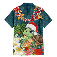 Hawaii Honu Mele Kalikimaka Family Matching Mermaid Dress and Hawaiian Shirt Santa Tropical Flower Aloha Summer Turquoise Version LT03 - Polynesian Pride