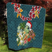 Hawaii Honu Mele Kalikimaka Quilt Santa Tropical Flower Aloha Summer Turquoise Version LT03 - Polynesian Pride