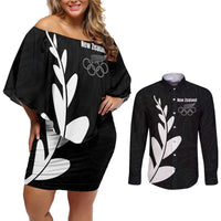 Personalised New Zealand Canoeing Special Jersey Couples Matching Off Shoulder Short Dress and Long Sleeve Button Shirt