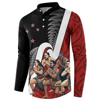 New Zealand Te Matatini Button Sweatshirt Kapa Haka and Silver Fern - Maori Art Pattern