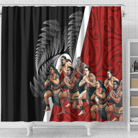 New Zealand Te Matatini Shower Curtain Kapa Haka and Silver Fern - Maori Art Pattern