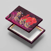 Pasifika Festival Canvas Wall Art Plumeria Turtles with Hibiscus - Polynesian Art Tattoo Pink Color LT03 - Polynesian Pride