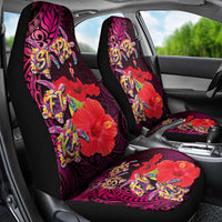 Pasifika Festival Car Seat Cover Plumeria Turtles with Hibiscus - Polynesian Art Tattoo Pink Color LT03 - Polynesian Pride