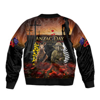 New Zealand and Australia ANZAC Day Bomber Jacket Kiwi Bird and Kangaroo Soldier LT03 - Polynesian Pride