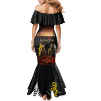 New Zealand and Australia ANZAC Day Family Matching Mermaid Dress and Hawaiian Shirt Kiwi Bird and Kangaroo Soldier LT03 - Polynesian Pride