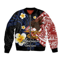 American Samoa Flag Day Bomber Jacket Polynesian Tatau Art and Plumeria