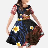 American Samoa Flag Day Family Matching Off Shoulder Maxi Dress and Hawaiian Shirt Polynesian Tatau Art and Plumeria