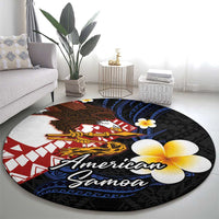 American Samoa Flag Day Round Carpet Polynesian Tatau Art and Plumeria