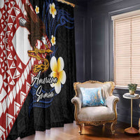 American Samoa Flag Day Window Curtain Polynesian Tatau Art and Plumeria