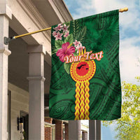 Manuʻa Islands Garden Flag Polynesian Style with Rooster Tattoo and Tropical Plants