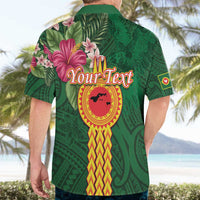 Manuʻa Islands Hawaiian Shirt Polynesian Style with Rooster Tattoo and Tropical Plants