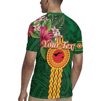 Manuʻa Islands Rugby Jersey Polynesian Style with Rooster Tattoo and Tropical Plants