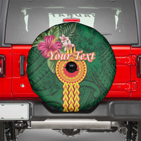 Manuʻa Islands Spare Tire Cover Polynesian Style with Rooster Tattoo and Tropical Plants