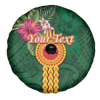 Manuʻa Islands Spare Tire Cover Polynesian Style with Rooster Tattoo and Tropical Plants