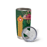 Manu'a Tumbler Cup Polynesian Style with Rooster Tattoo and Tropical Plants