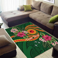 Manuʻa Islands Area Rug Polynesian Art Tattoo Style and Tropical Plants